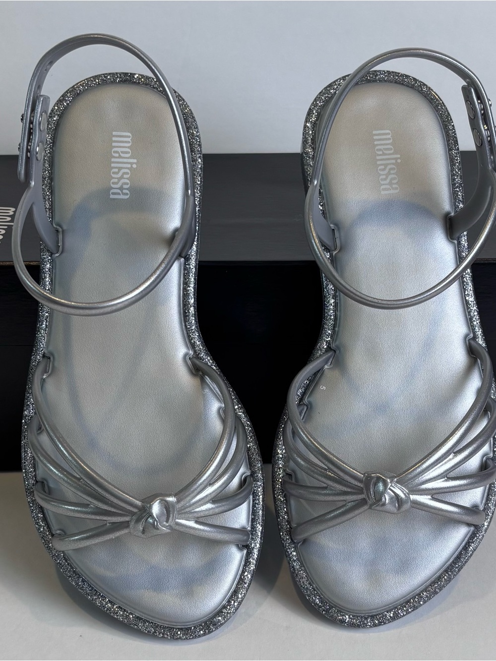 Melissa Silver Glitter Strappy Jelly Sandals